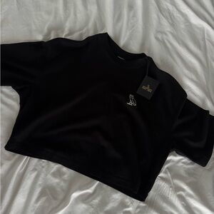 OVO Black cropped Tee with Iconic Owl